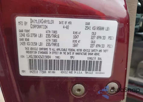 2002 Jeep Liberty Limited Edition из США, поврежденный, VIN 1J4GL58KX2W319084